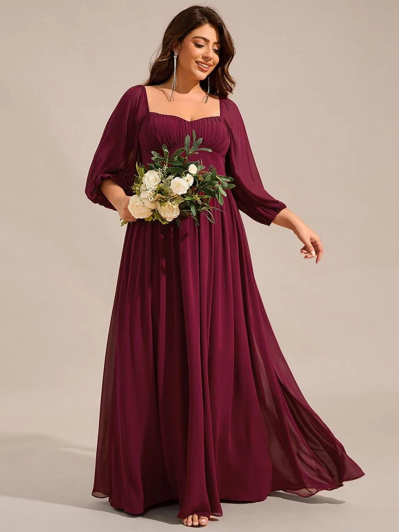 ever OAKLYN|Robe de demoiselle d'honneur en mousseline à col en cœur(Vente Finale)