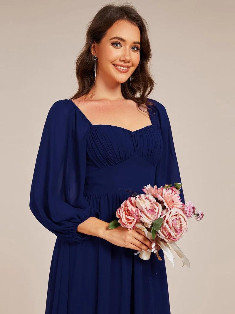 ever OAKLYN|Robe de demoiselle d'honneur en mousseline à col en cœur(Vente Finale)