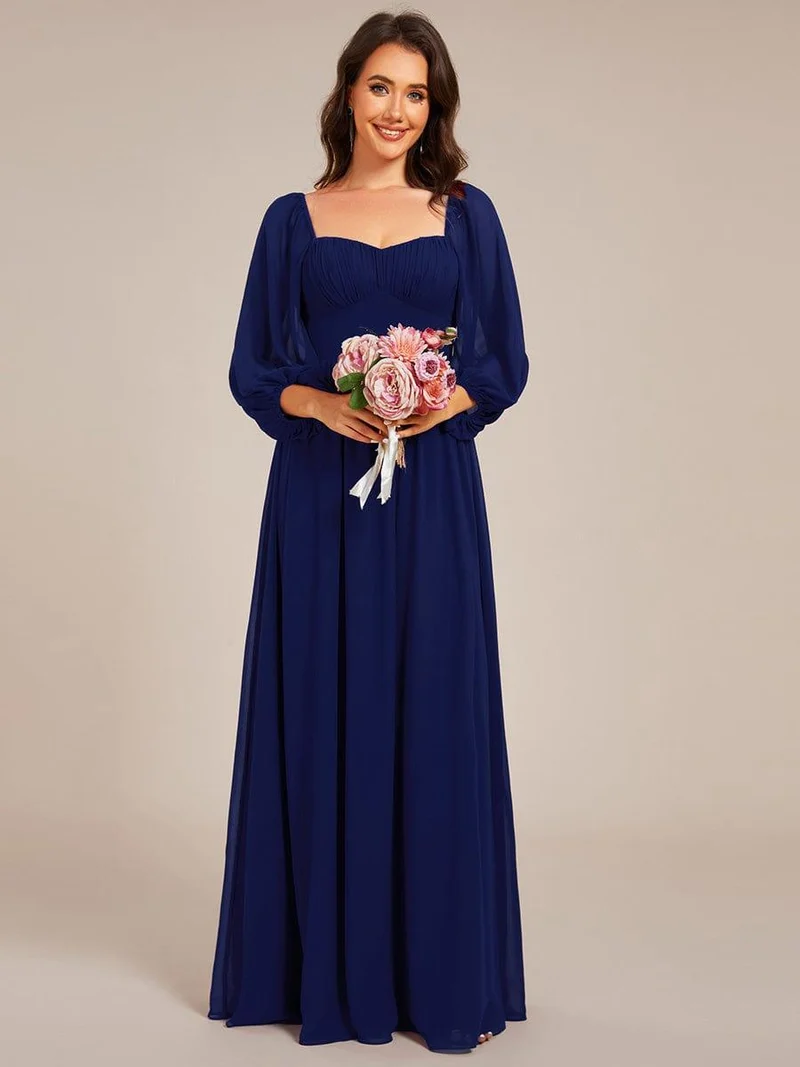ever OAKLYN|Robe de demoiselle d'honneur en mousseline à col en cœur(Vente Finale)