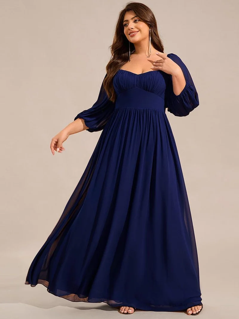 ever OAKLYN|Robe de demoiselle d'honneur en mousseline à col en cœur(Vente Finale)