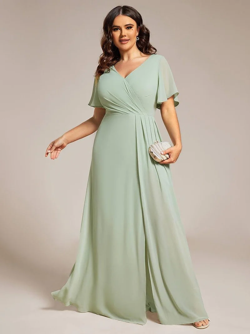 pretty LINDEN|Robe de demoiselle d'honneur taille empire en mousseline de soie grande taille