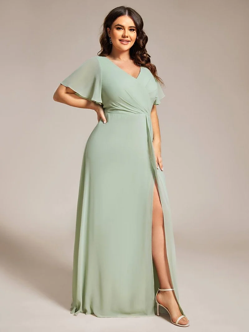 pretty LINDEN|Robe de demoiselle d'honneur taille empire en mousseline de soie grande taille