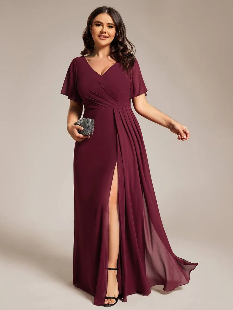 pretty LINDEN|Robe de demoiselle d'honneur taille empire en mousseline de soie grande taille