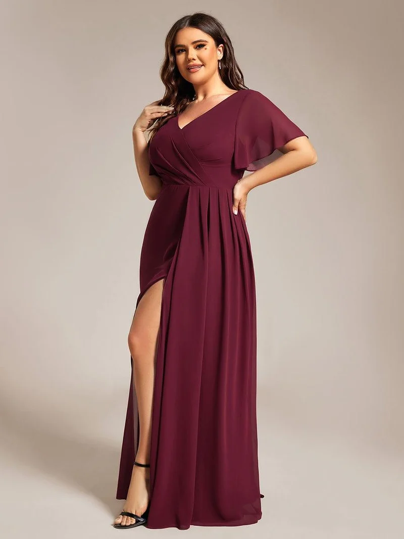 pretty LINDEN|Robe de demoiselle d'honneur taille empire en mousseline de soie grande taille