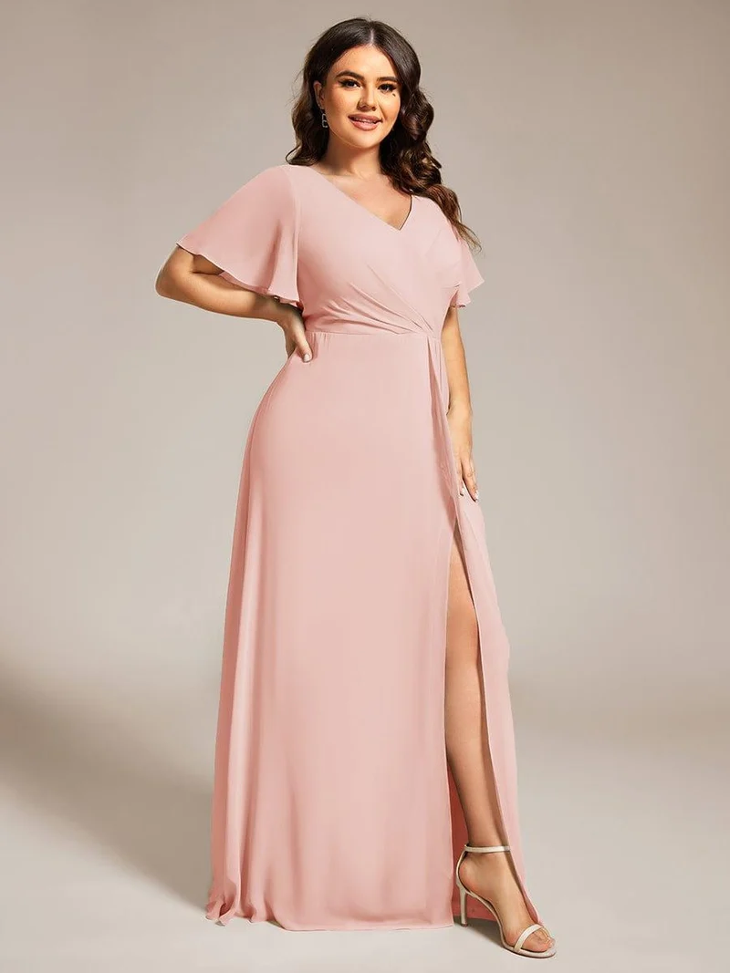 pretty LINDEN|Robe de demoiselle d'honneur taille empire en mousseline de soie grande taille