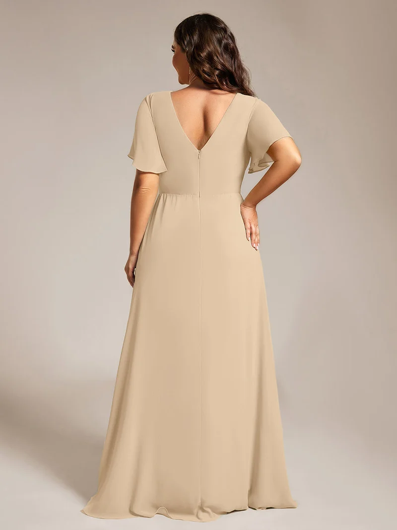 pretty LINDEN|Robe de demoiselle d'honneur taille empire en mousseline de soie grande taille