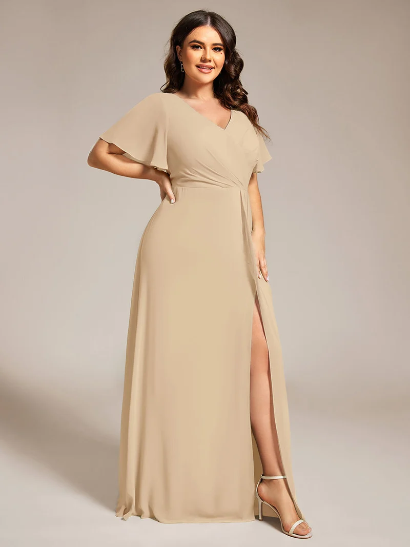 pretty LINDEN|Robe de demoiselle d'honneur taille empire en mousseline de soie grande taille