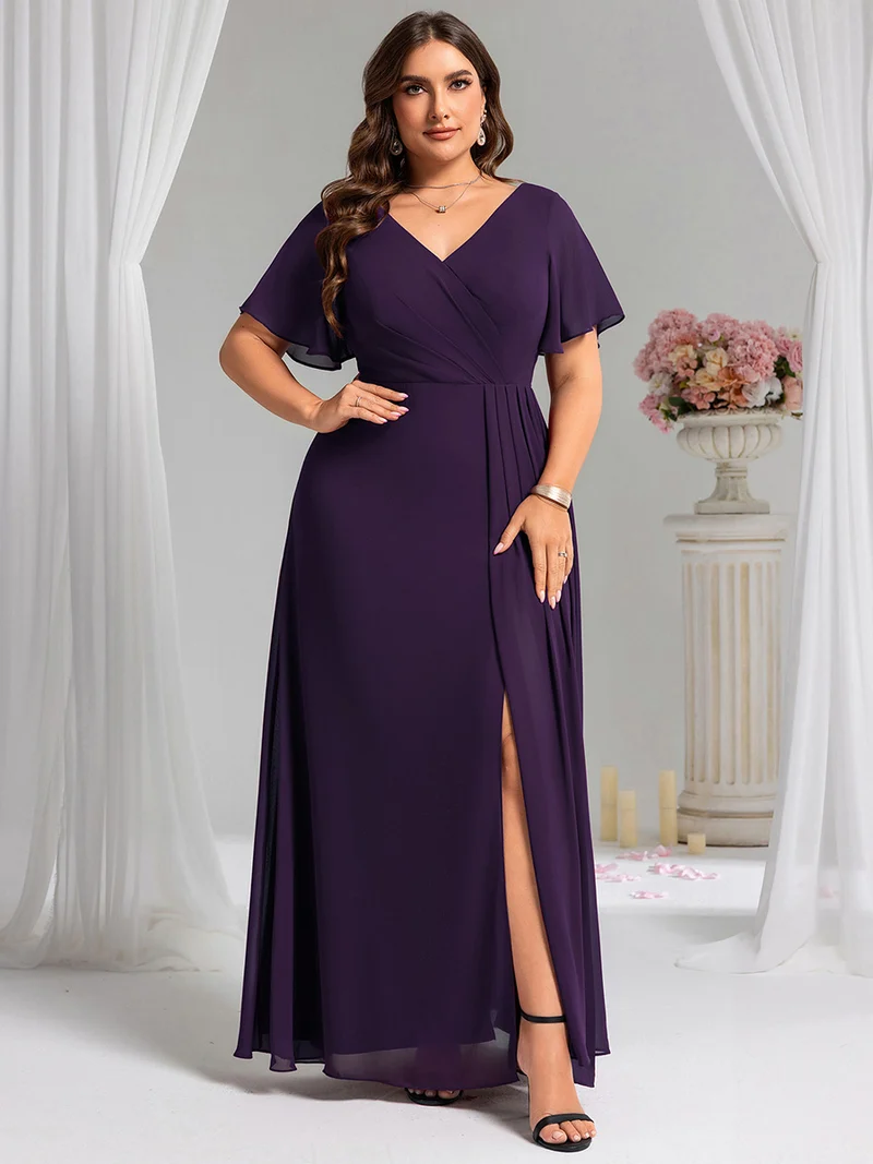 pretty LINDEN|Robe de demoiselle d'honneur taille empire en mousseline de soie grande taille