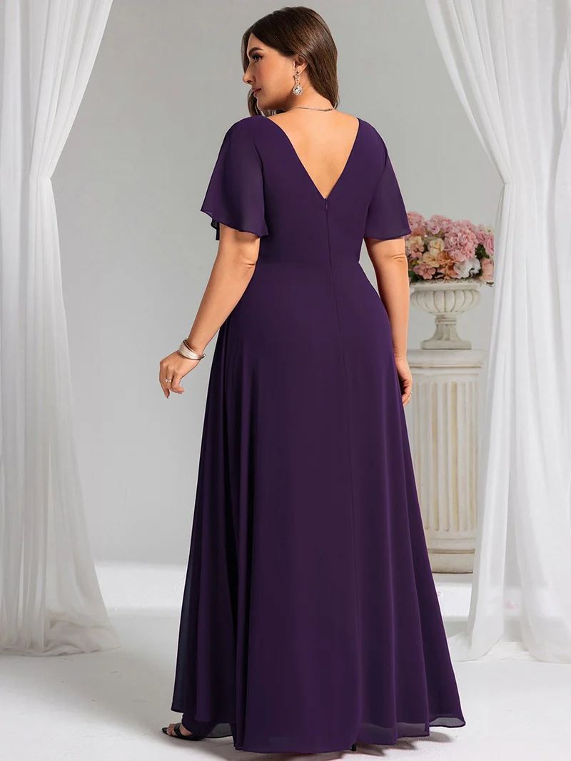 pretty LINDEN|Robe de demoiselle d'honneur taille empire en mousseline de soie grande taille
