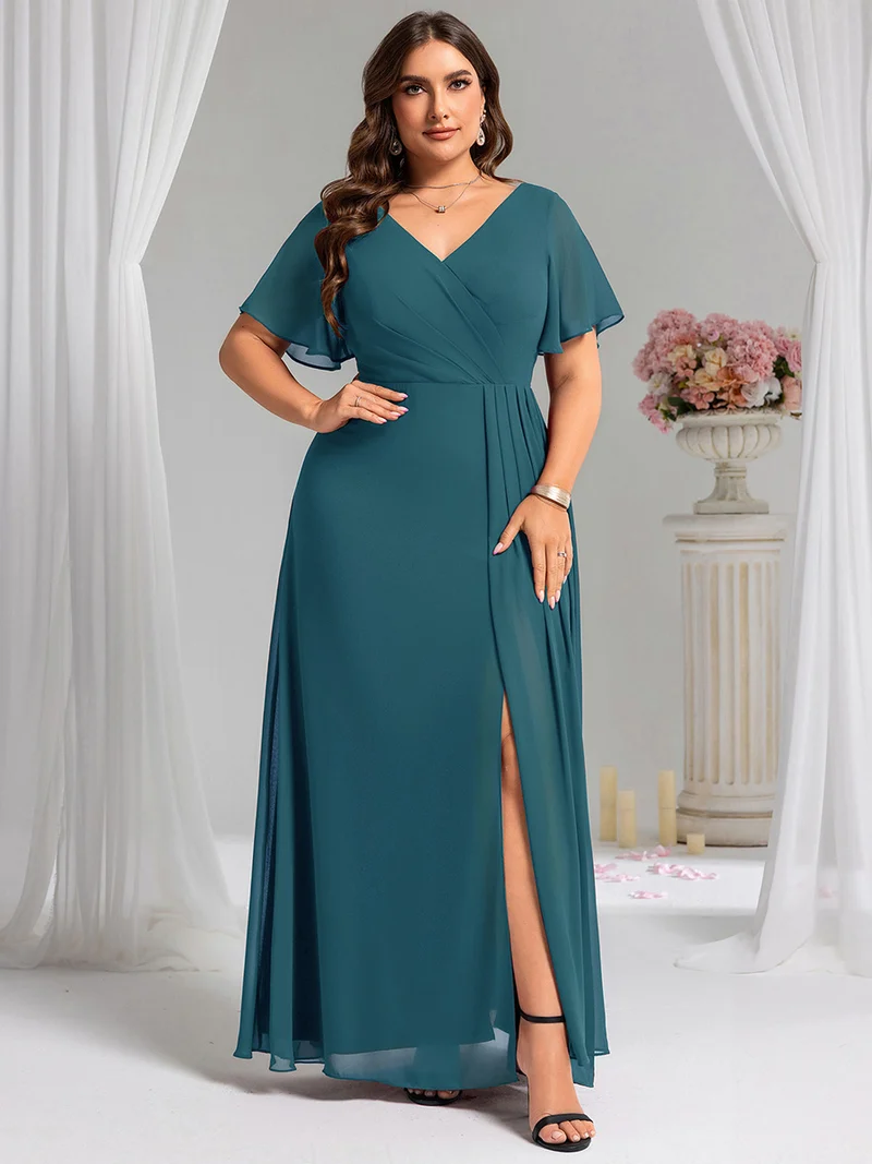 pretty LINDEN|Robe de demoiselle d'honneur taille empire en mousseline de soie grande taille