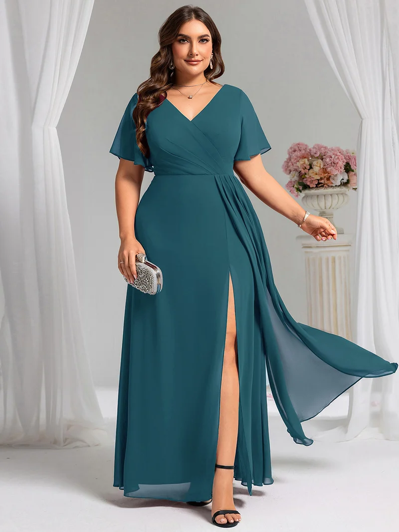 pretty LINDEN|Robe de demoiselle d'honneur taille empire en mousseline de soie grande taille