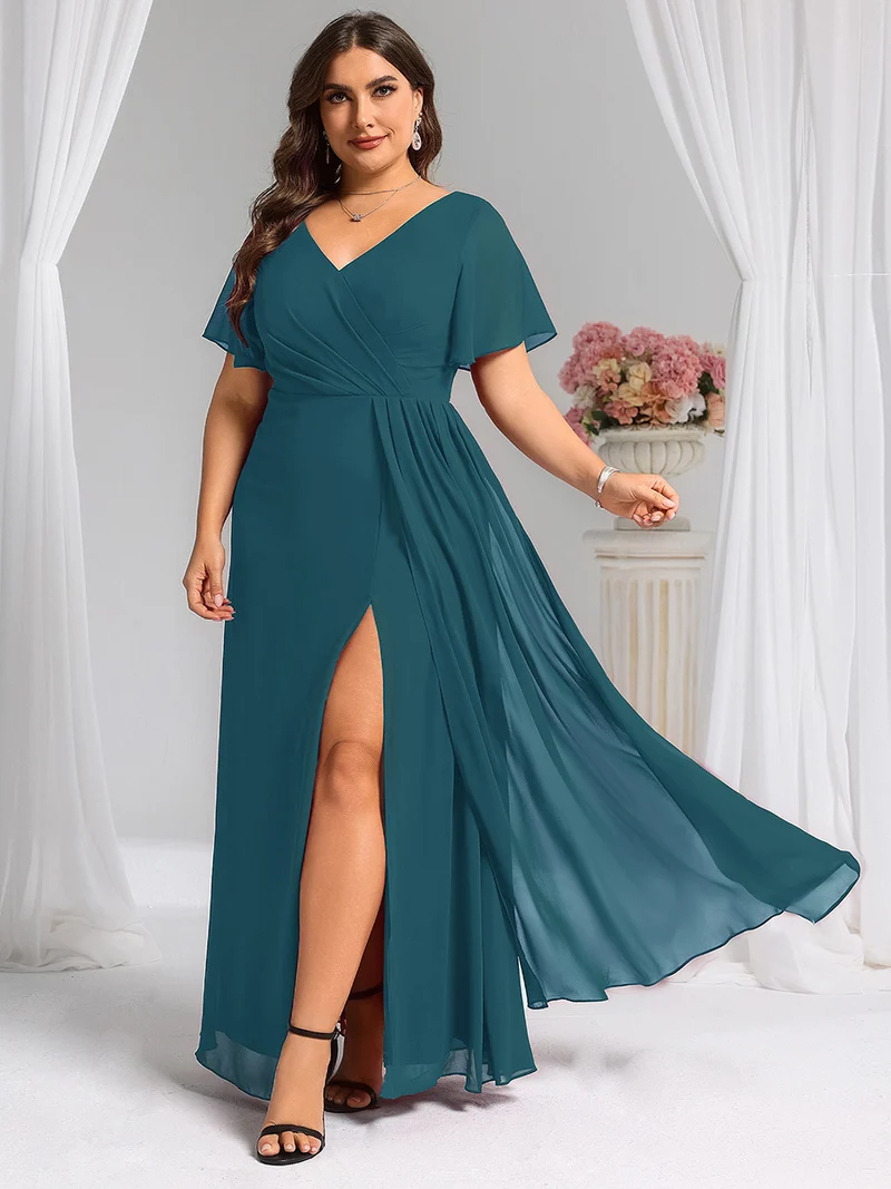 pretty LINDEN|Robe de demoiselle d'honneur taille empire en mousseline de soie grande taille