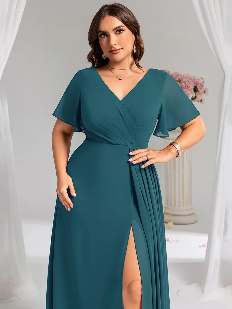 pretty LINDEN|Robe de demoiselle d'honneur taille empire en mousseline de soie grande taille