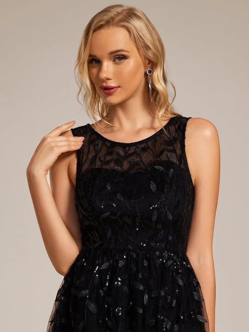 ever ANDIE|Robe d'invitée de mariage mi-longue à paillettes et col rond sans manches