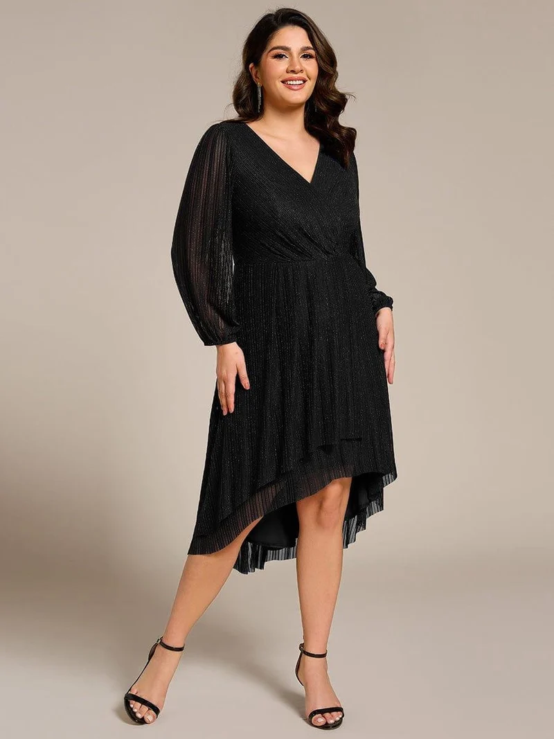 pretty BRISTOL|Robe d'invitée de mariage pailletée à manches longues grande taille