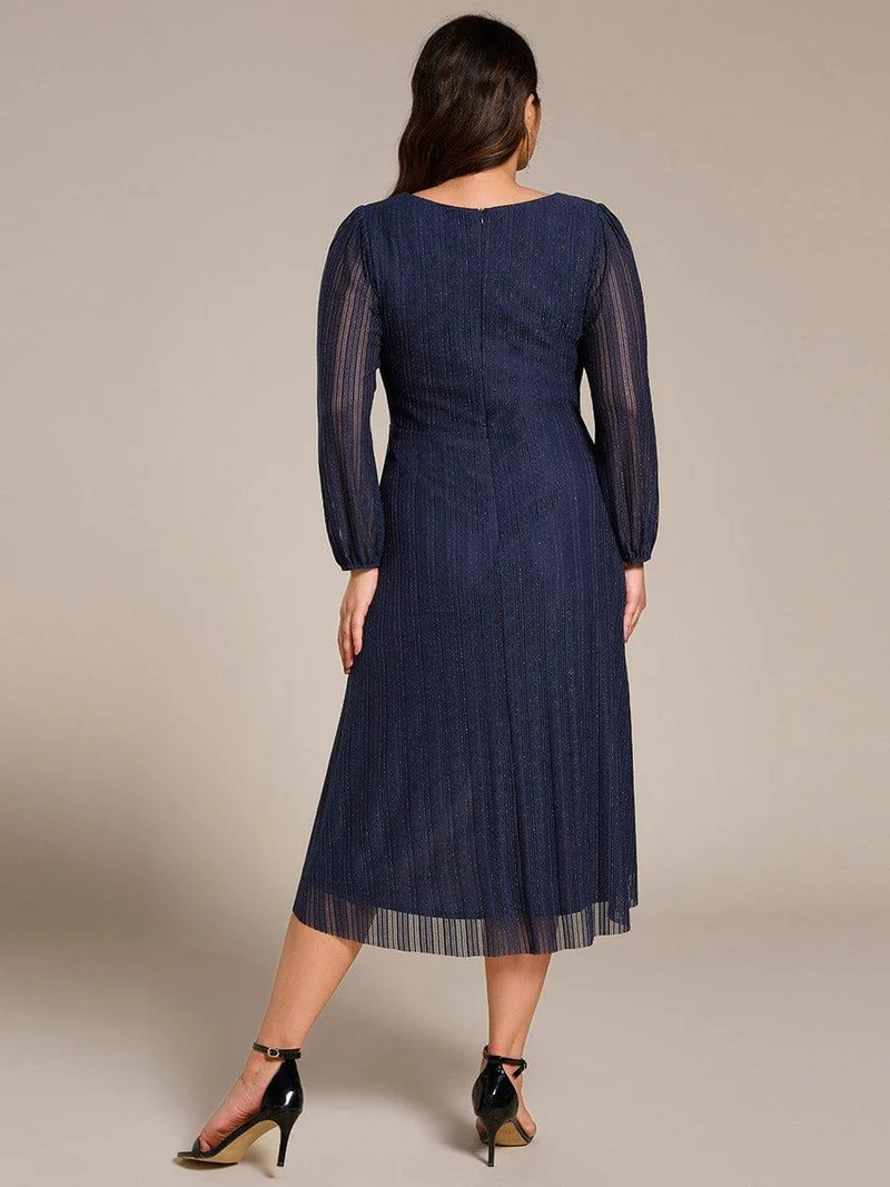 pretty BRISTOL|Robe d'invitée de mariage pailletée à manches longues grande taille