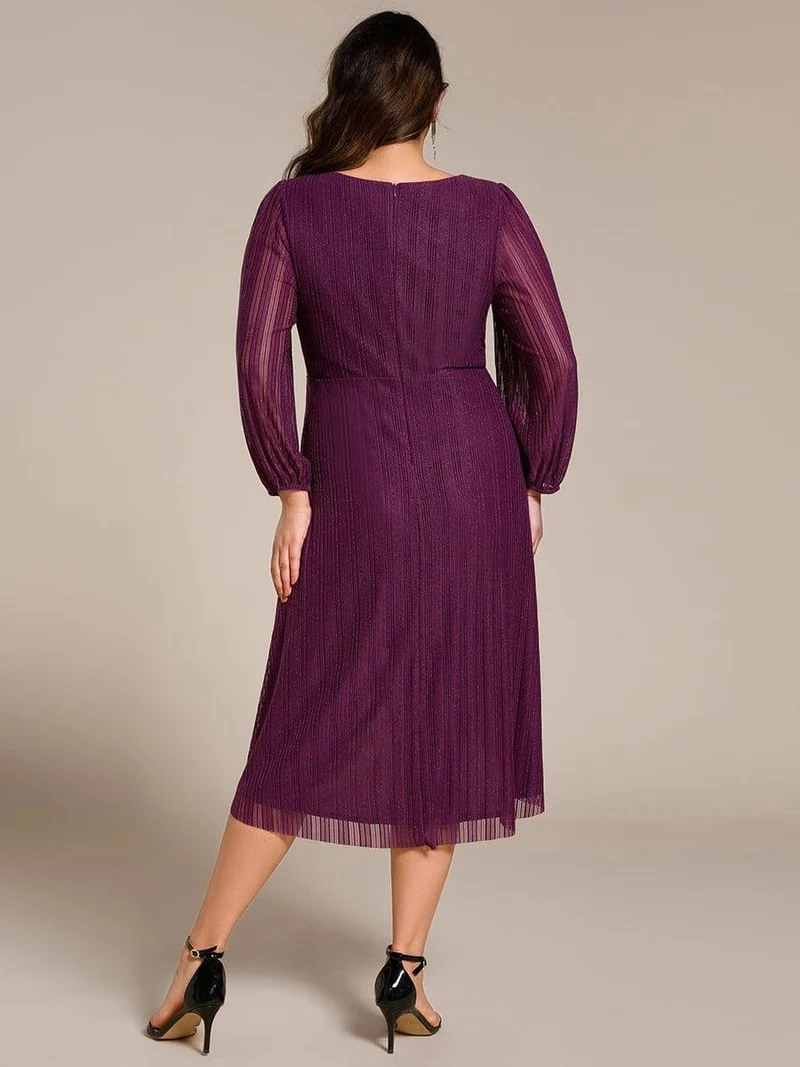 pretty BRISTOL|Robe d'invitée de mariage pailletée à manches longues grande taille