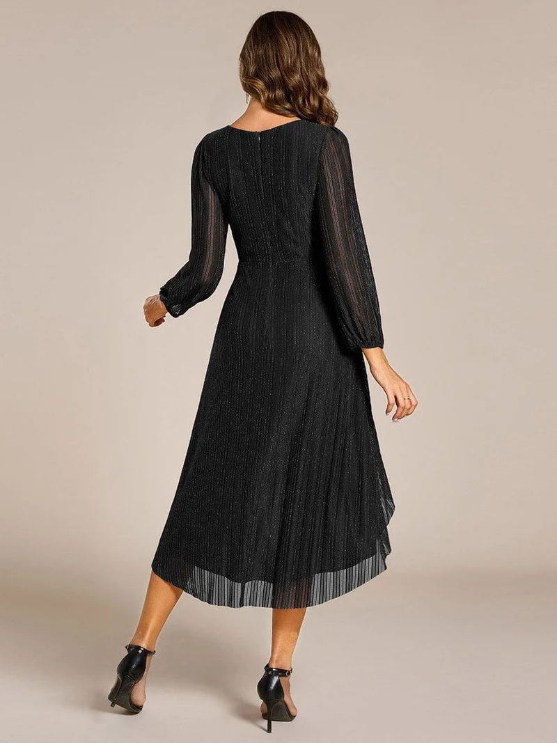 ever BRISTOL|Robe d'invitée de mariage mi-longue à manches longues et paillettes