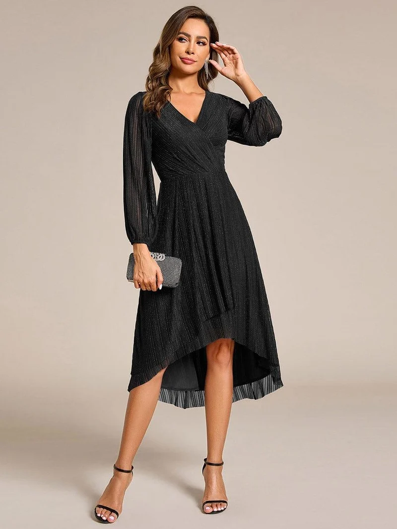 ever BRISTOL|Robe d'invitée de mariage mi-longue à manches longues et paillettes