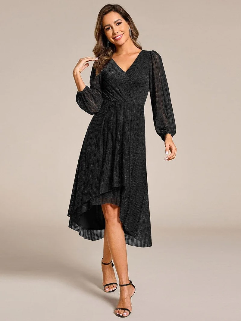 ever BRISTOL|Robe d'invitée de mariage mi-longue à manches longues et paillettes