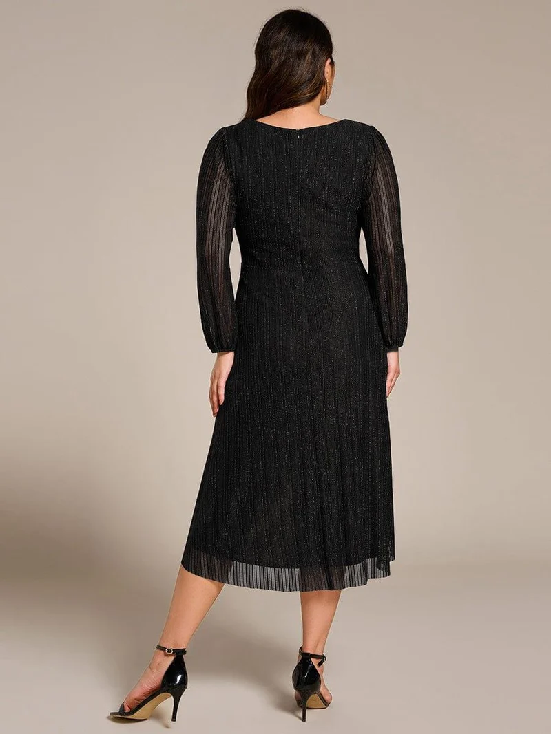 ever BRISTOL|Robe d'invitée de mariage mi-longue à manches longues et paillettes