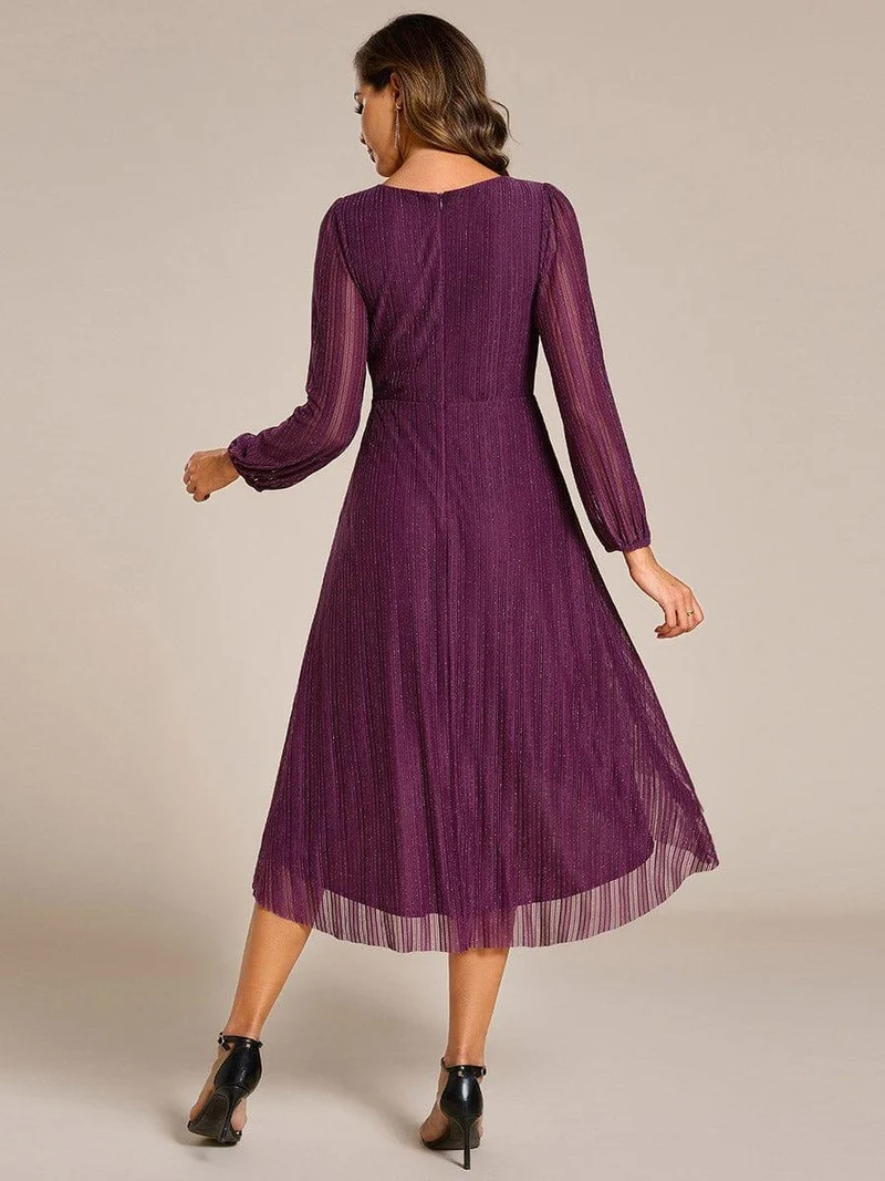 ever BRISTOL|Robe d'invitée de mariage mi-longue à manches longues et paillettes