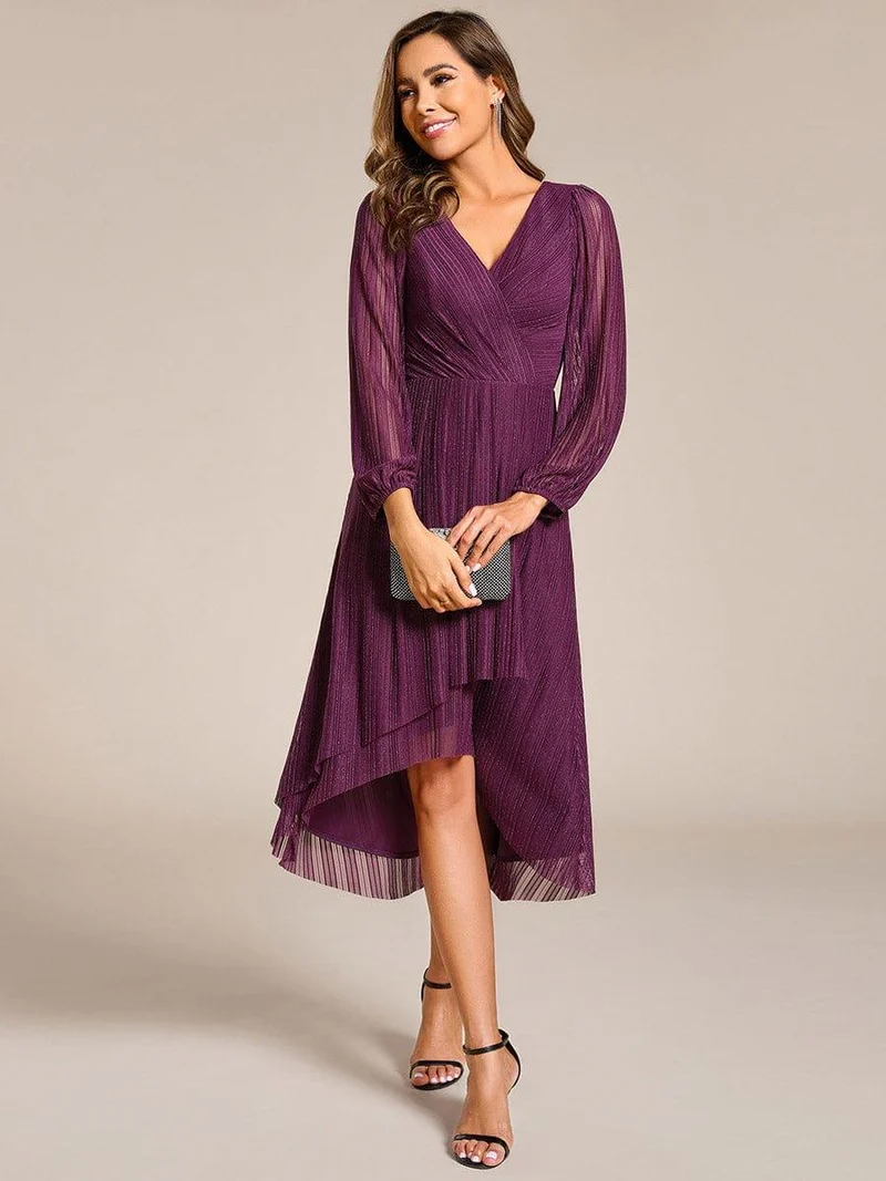 ever BRISTOL|Robe d'invitée de mariage mi-longue à manches longues et paillettes