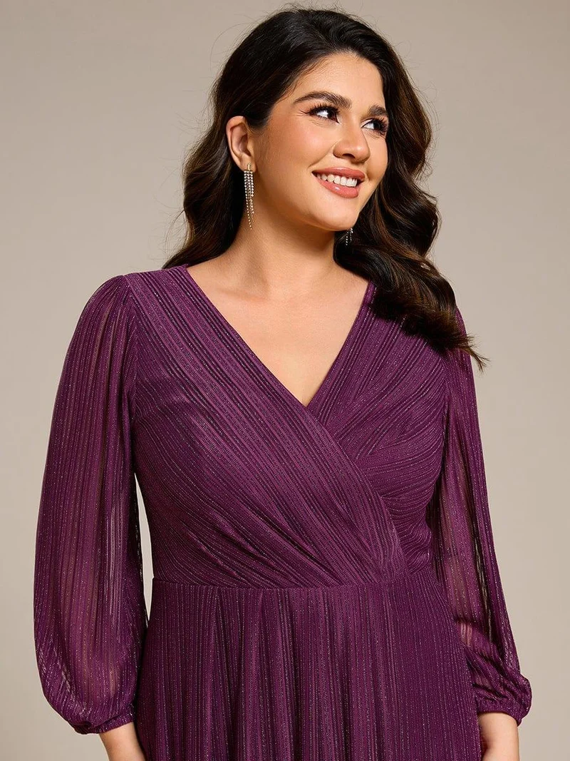 ever BRISTOL|Robe d'invitée de mariage mi-longue à manches longues et paillettes