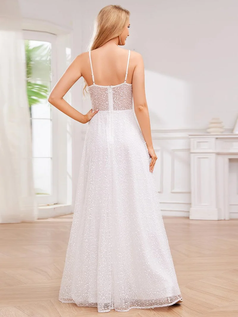 ever TAYTUM|Robe de soirée élégante à bretelles spaghetti et sequins(Vente Finale)