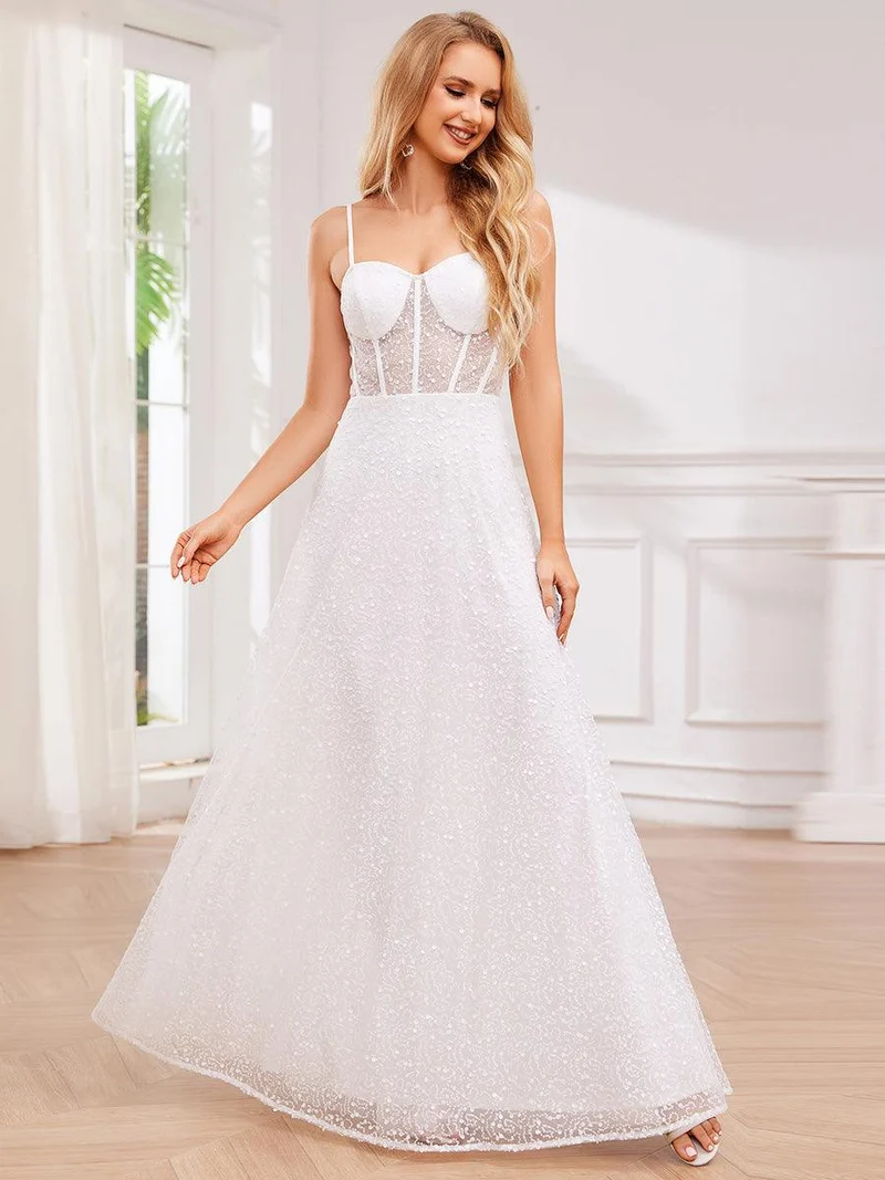 ever TAYTUM|Robe de soirée élégante à bretelles spaghetti et sequins(Vente Finale)