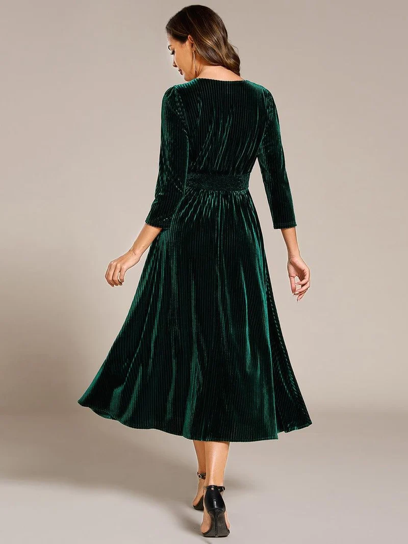 ever ARLET|Robe d'invitée de mariage en velours extensible longueur thé