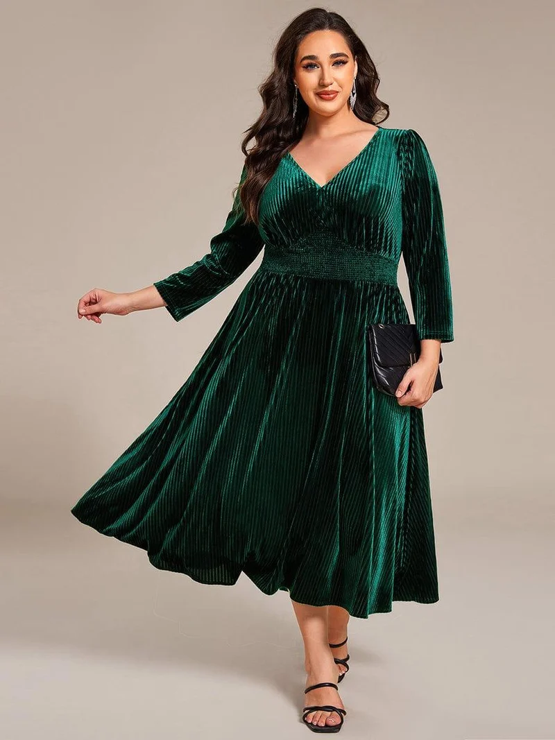 ever ARLET|Robe d'invitée de mariage en velours extensible longueur thé
