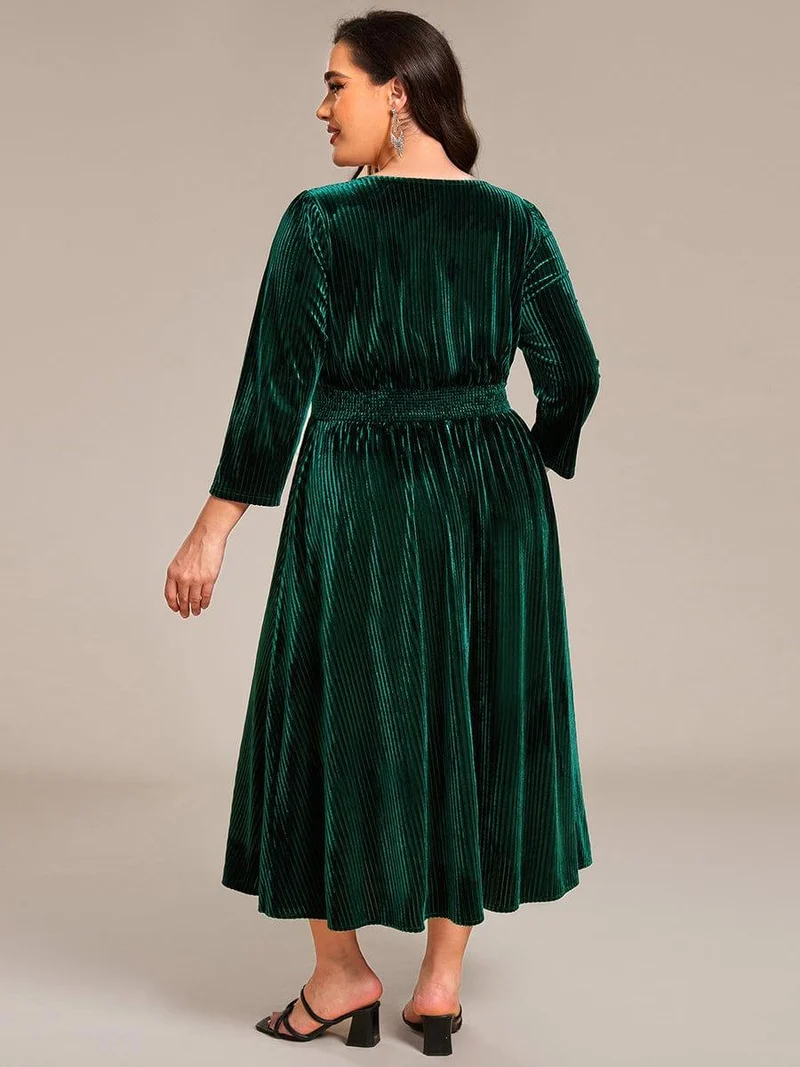 ever ARLET|Robe d'invitée de mariage en velours extensible longueur thé