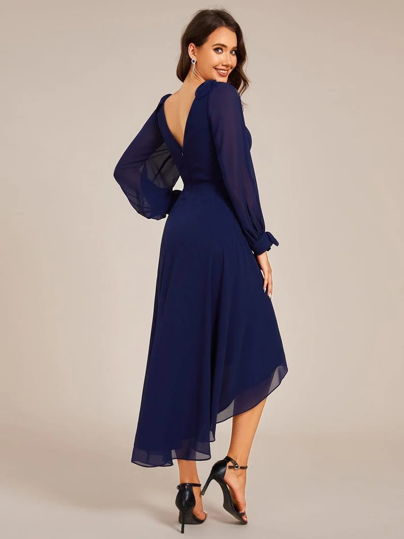 ever MYLAN|Robe de demoiselle d'honneur mi-longue en mousseline à ourlet asymétrique(Vente finale)