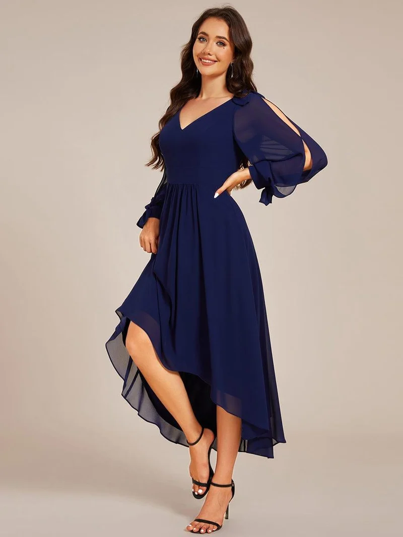 ever MYLAN|Robe de demoiselle d'honneur mi-longue en mousseline à ourlet asymétrique(Vente finale)