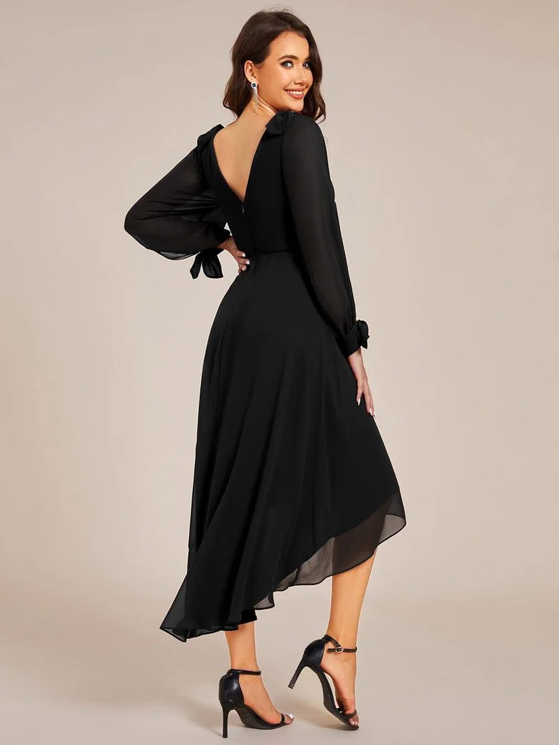 ever MYLAN|Robe de demoiselle d'honneur mi-longue en mousseline à ourlet asymétrique(Vente finale)