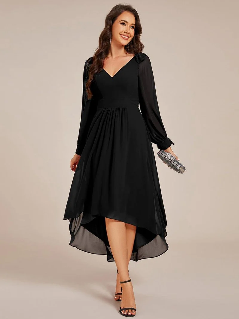 ever MYLAN|Robe de demoiselle d'honneur mi-longue en mousseline à ourlet asymétrique(Vente finale)