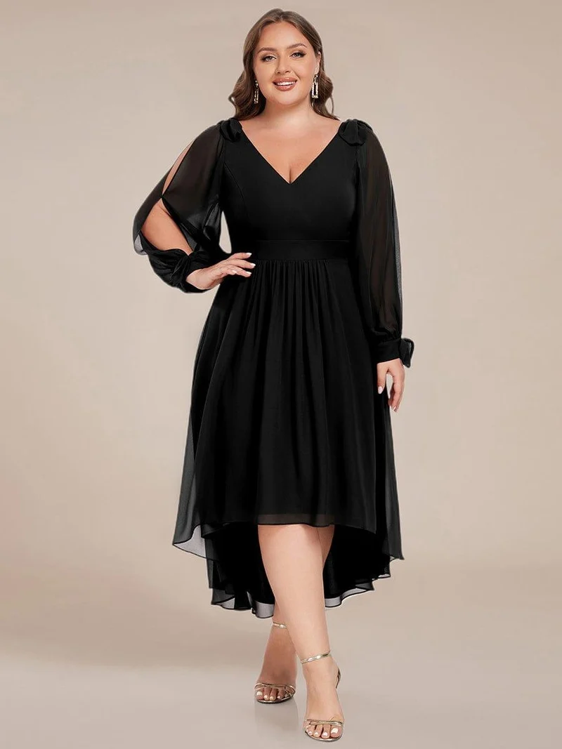 ever MYLAN|Robe de demoiselle d'honneur mi-longue en mousseline à ourlet asymétrique(Vente finale)