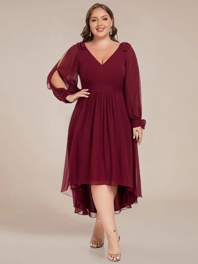 ever MYLAN|Robe de demoiselle d'honneur mi-longue en mousseline à ourlet asymétrique(Vente finale)