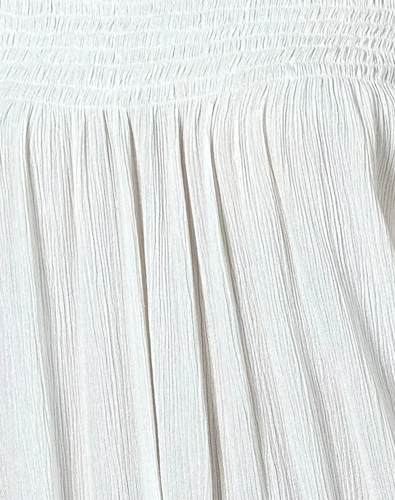 Panasi Bardot Babydoll Mini Dress in Off White
