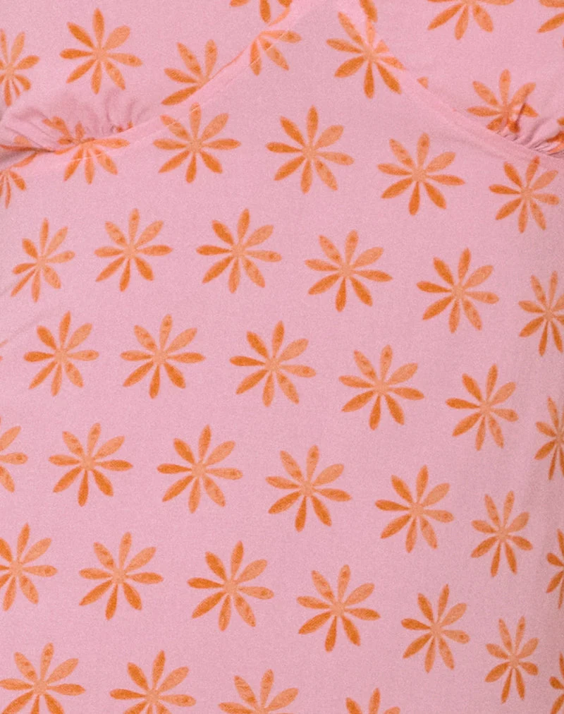Lisheva Midi Dress in Tile Flower Pink
