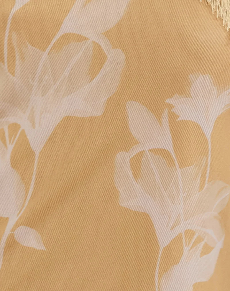 Howard Halter Fringe Top in Flower Yellow White