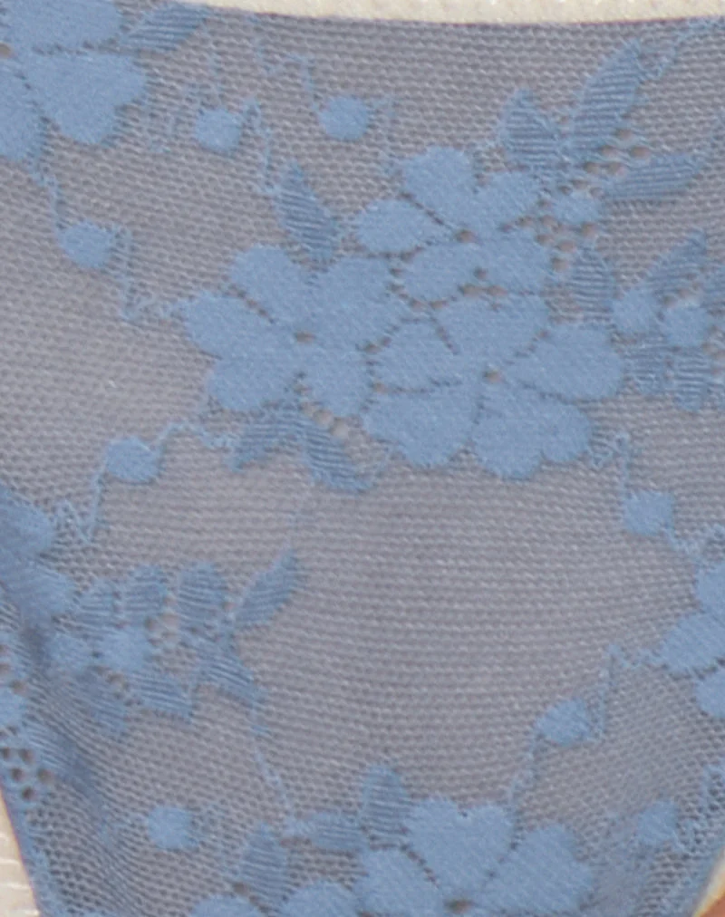 String Sarua en maille bleue avec bordure ivoire