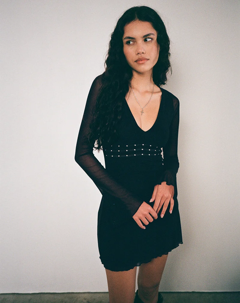 Xaviera Plunge Dress in Black