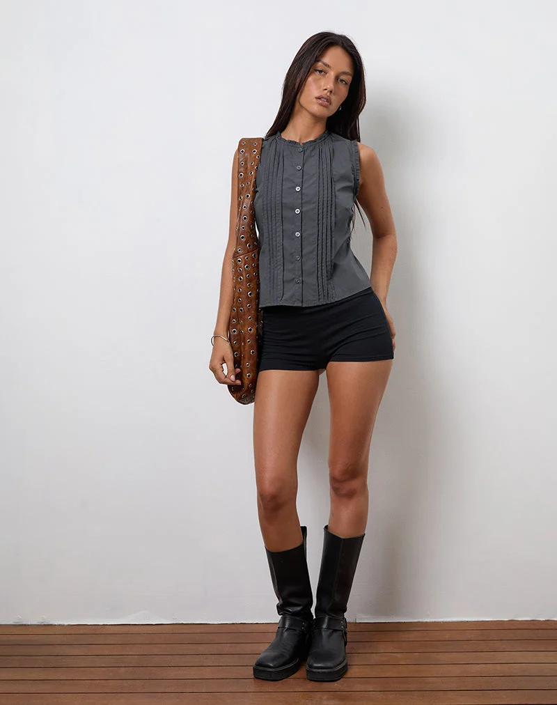 Chemisier Yara en popeline gris anthracite