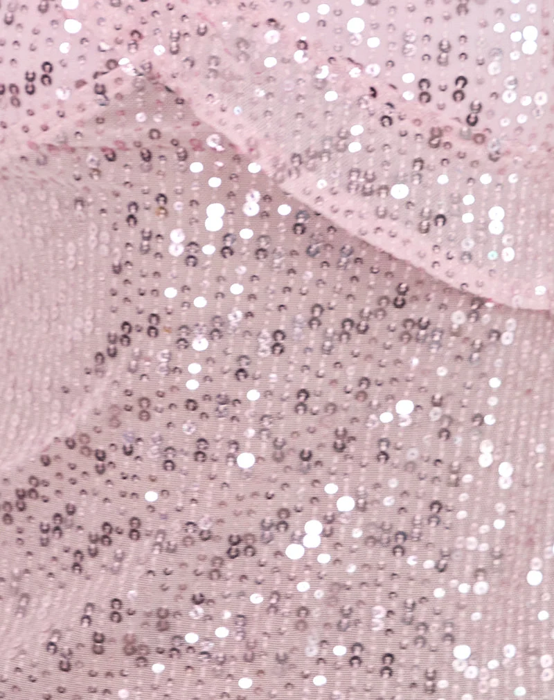 Iranila Asymmetric Top in Gauzy Sequin Baby Pink