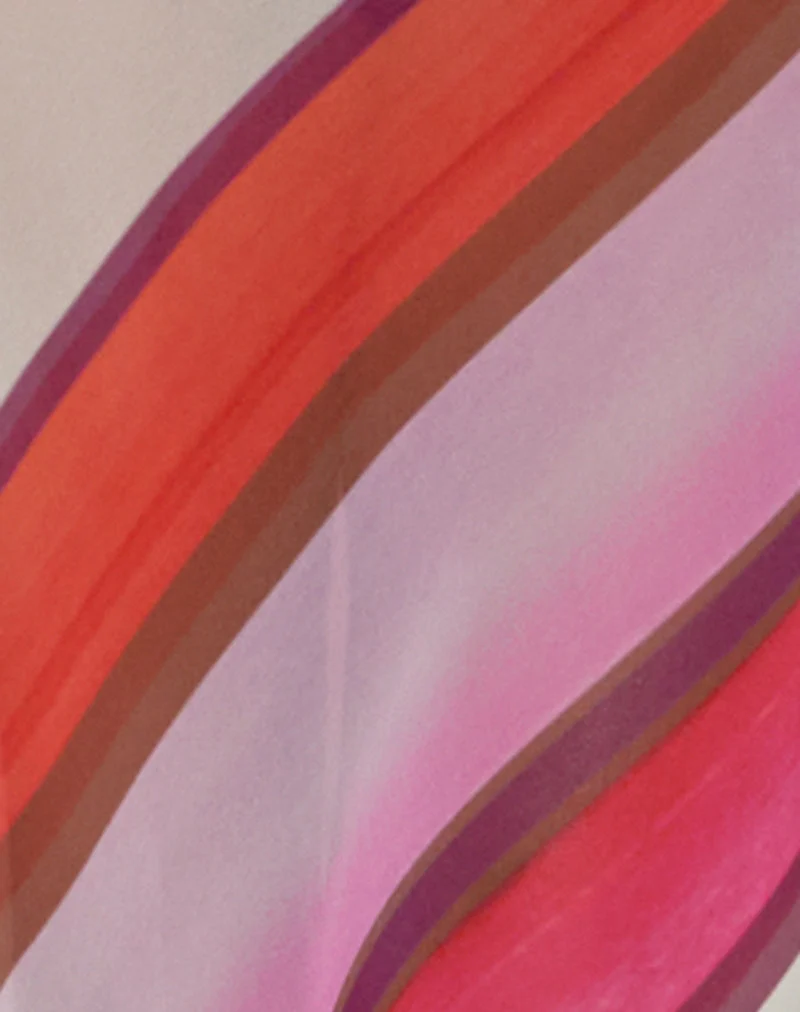Anira Maxi Dress in Pink Chiffon Painted Stripe (Robe longue en mousseline de soie rose à rayures peintes)