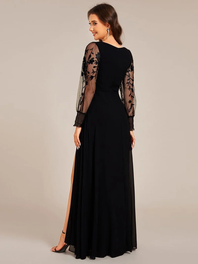 ever RYLEE|Robe de soirée transparente en mousseline à manches longues