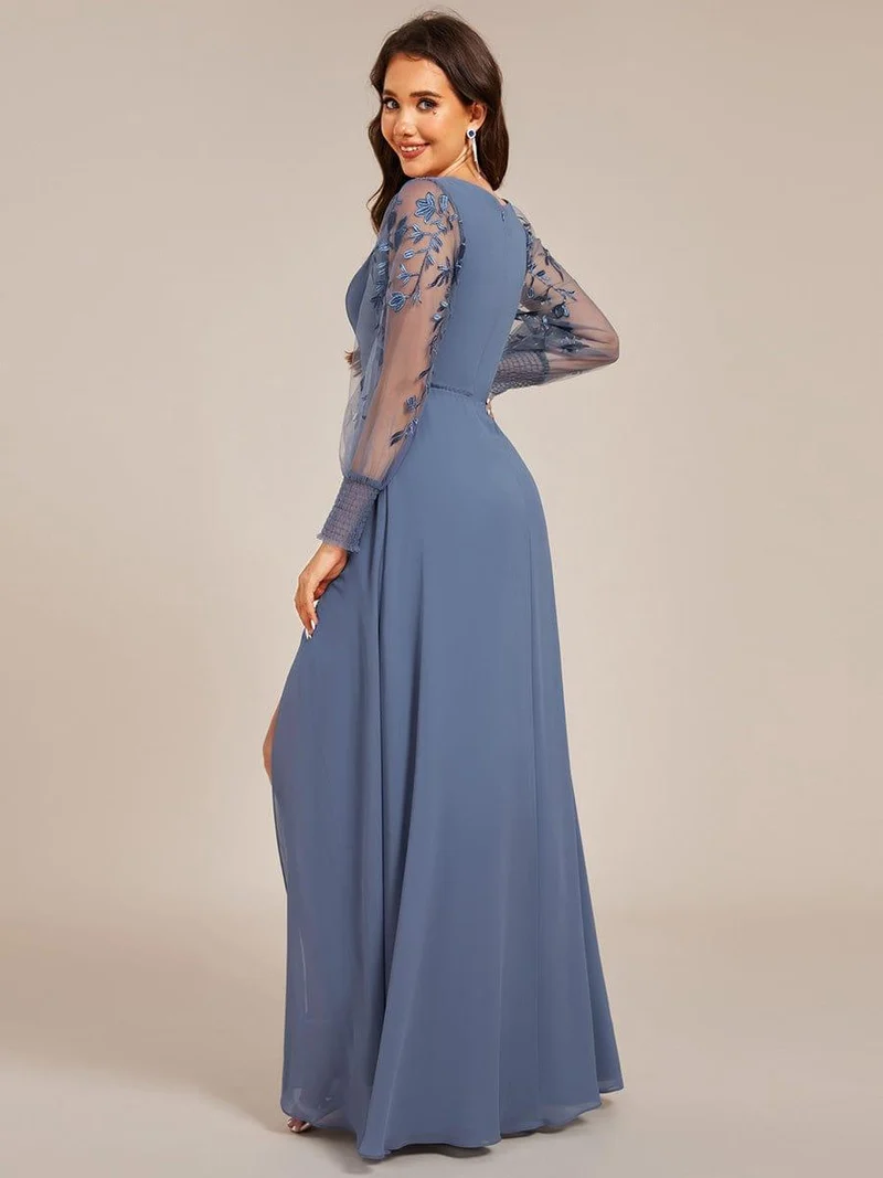ever RYLEE|Robe de soirée transparente en mousseline à manches longues