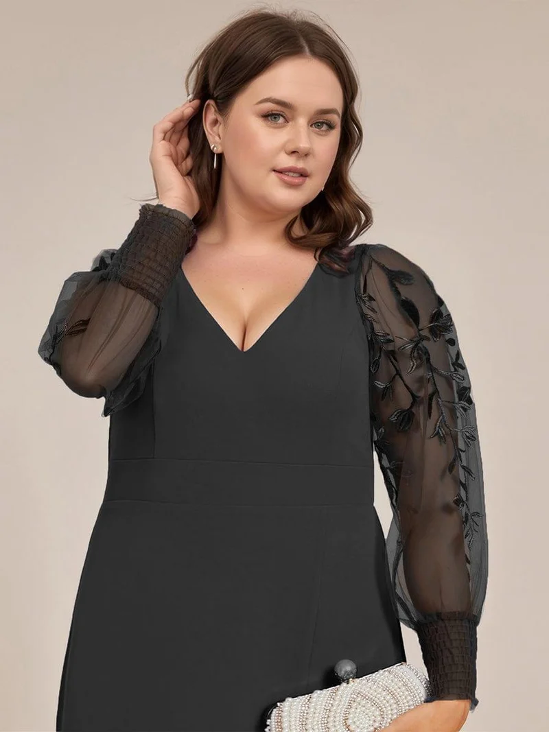 ever RYLEE|Robe de soirée transparente en mousseline à manches longues